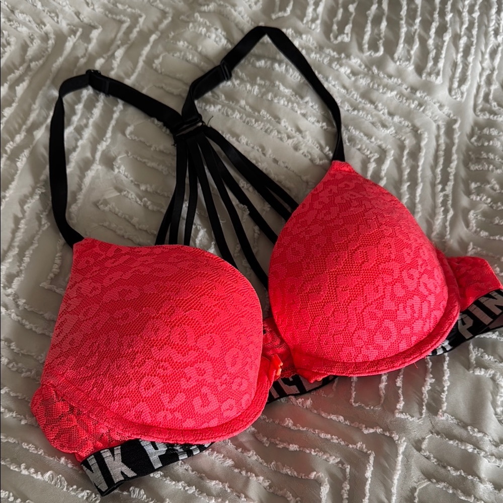PINK Victoria's Secret Women's Neon Pink Lace Bra